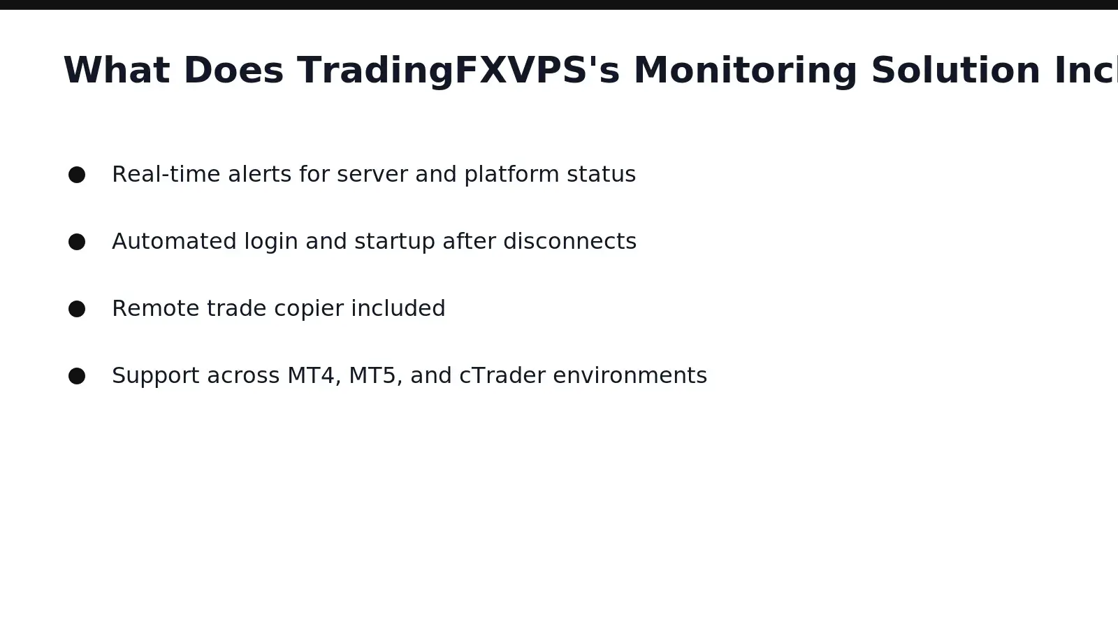 TradingFXVPS's monitoring package delivers real-time vps monitoring built specifically for automated trading environments